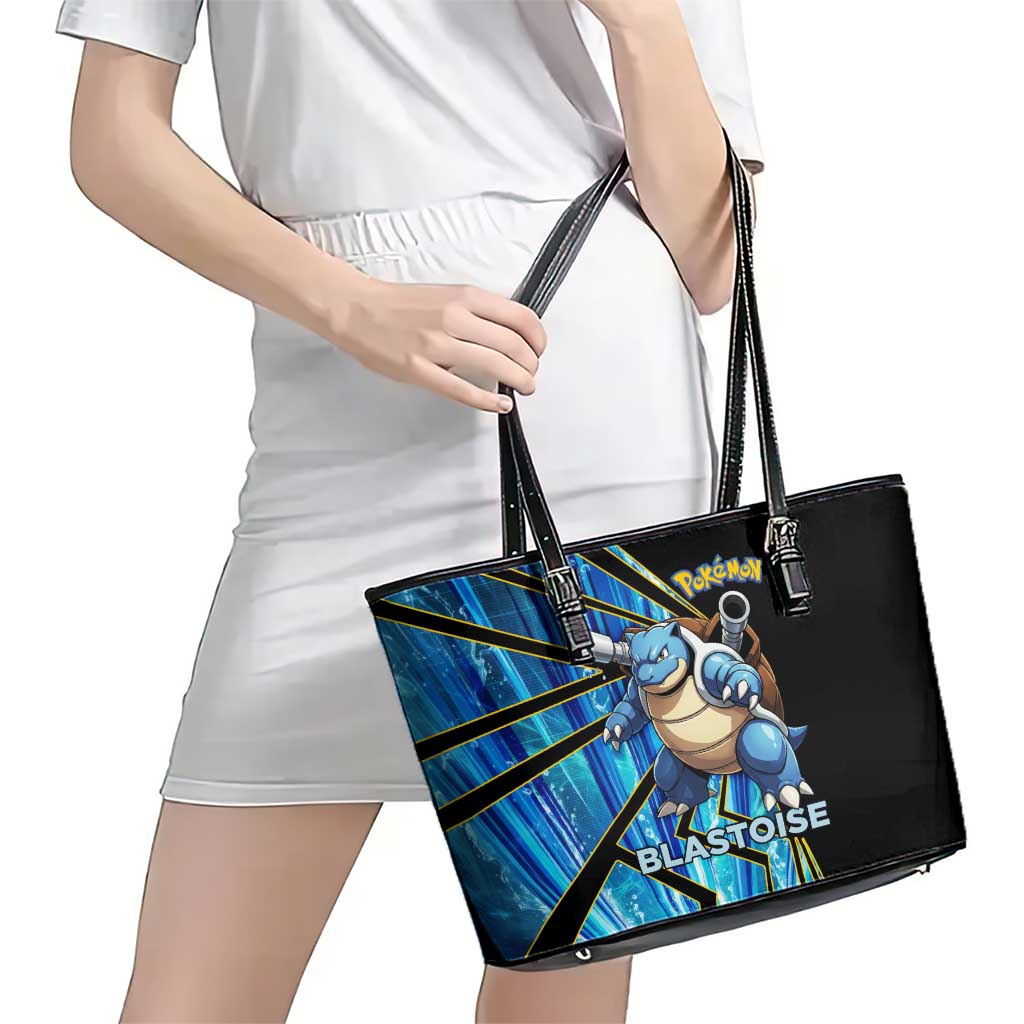 Blastoise Poké Leather Tote Bag Aqua Burst Comic Style