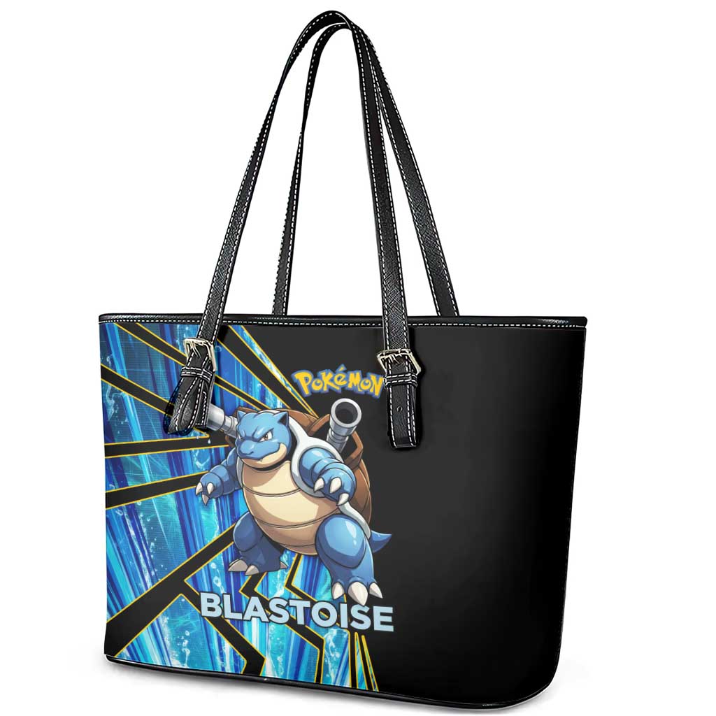 Blastoise Poké Leather Tote Bag Aqua Burst Comic Style