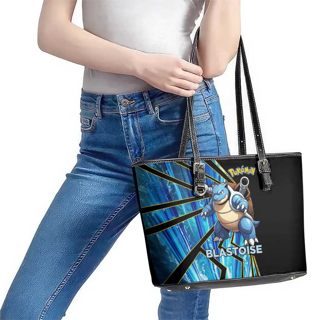 Blastoise Poké Leather Tote Bag Aqua Burst Comic Style