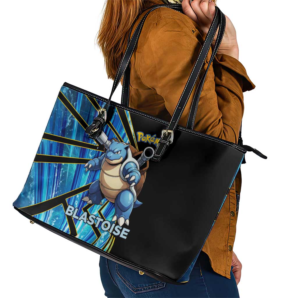 Blastoise Poké Leather Tote Bag Aqua Burst Comic Style
