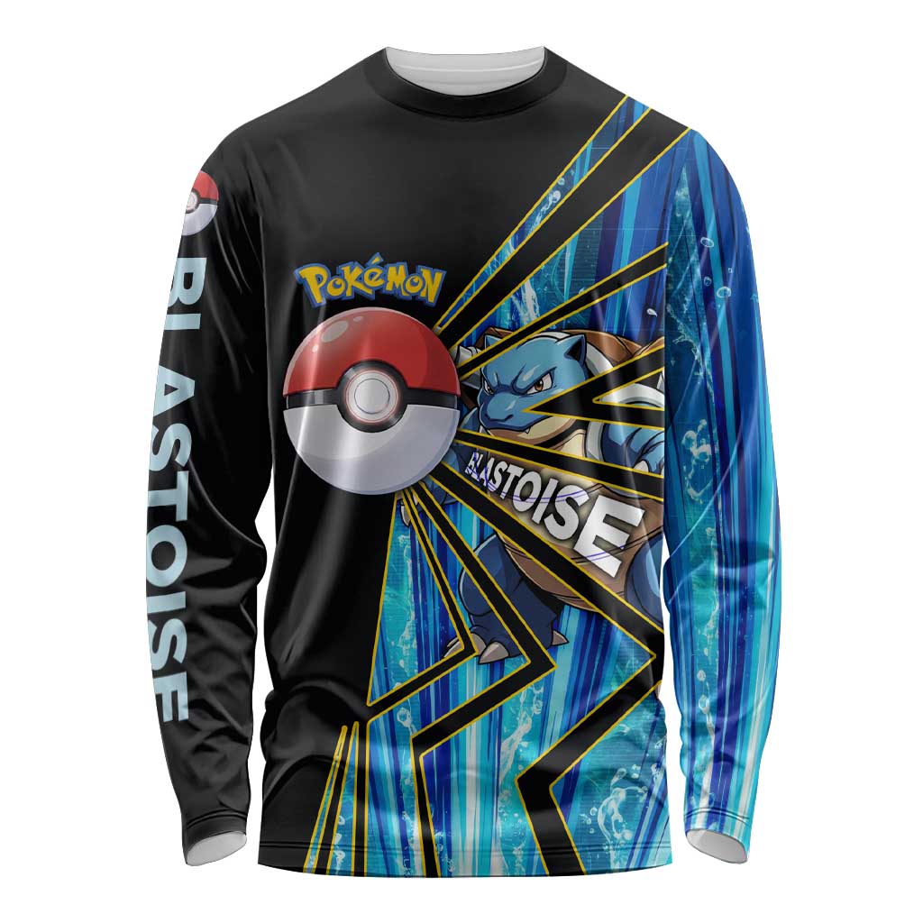 Blastoise Poké Long Sleeve Shirt Aqua Burst Comic Style