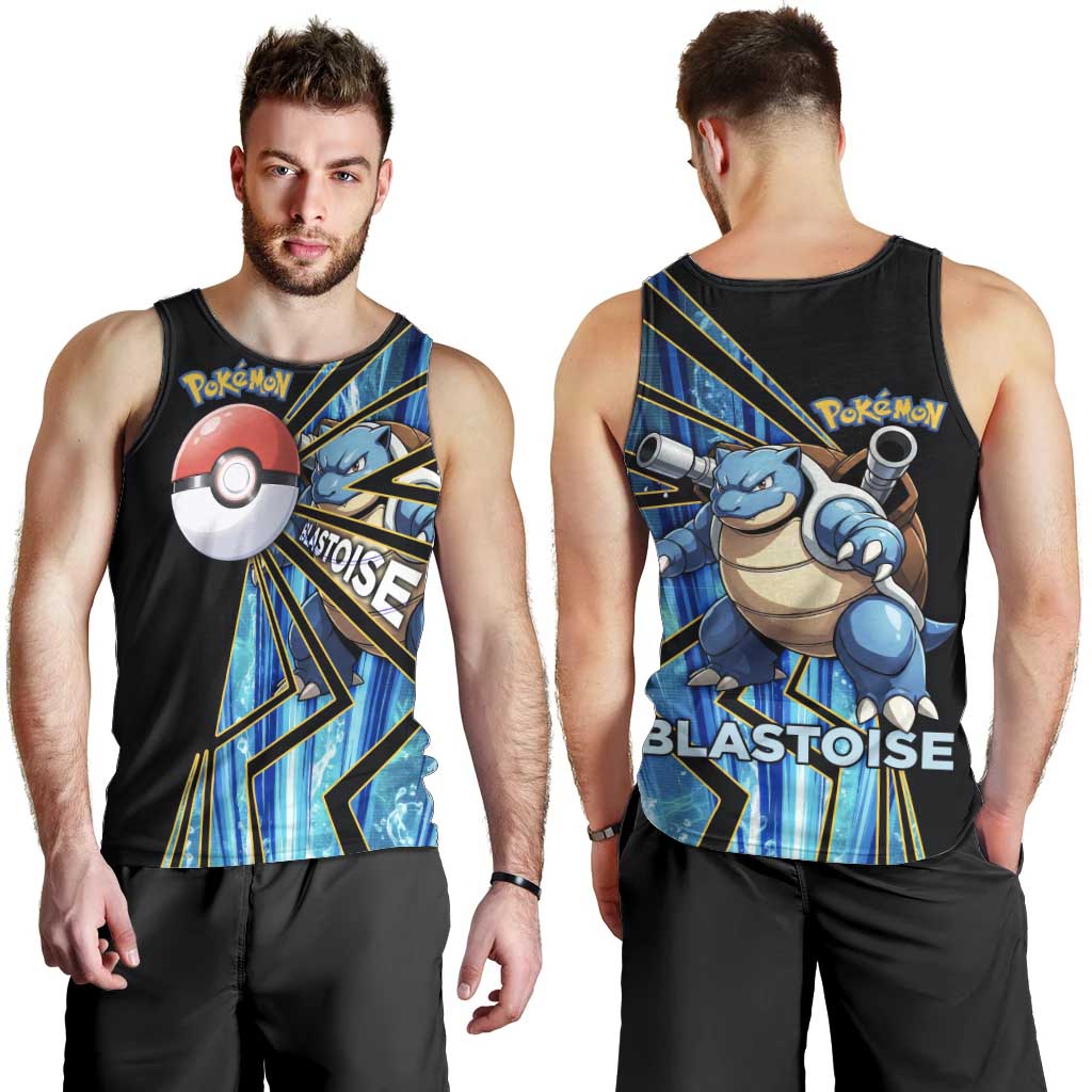 Blastoise Poké Men Tank Top Aqua Burst Comic Style
