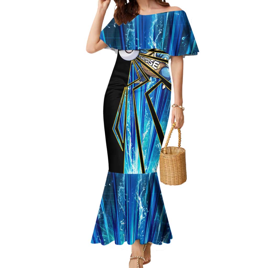Blastoise Poké Mermaid Dress Aqua Burst Comic Style