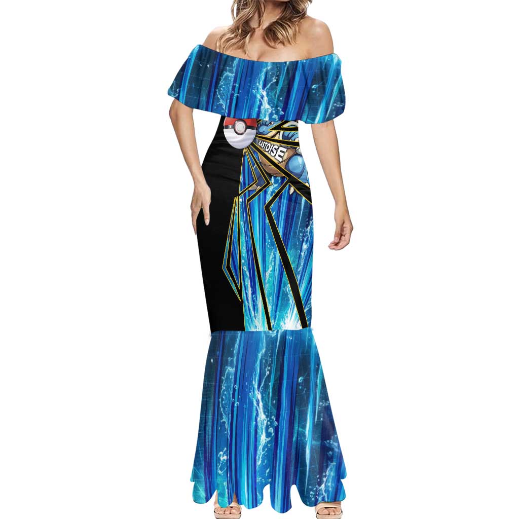 Blastoise Poké Mermaid Dress Aqua Burst Comic Style