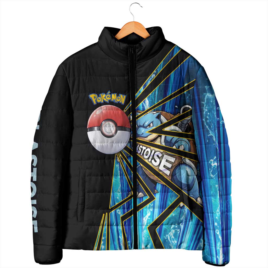Blastoise Poké Padded Jacket Aqua Burst Comic Style