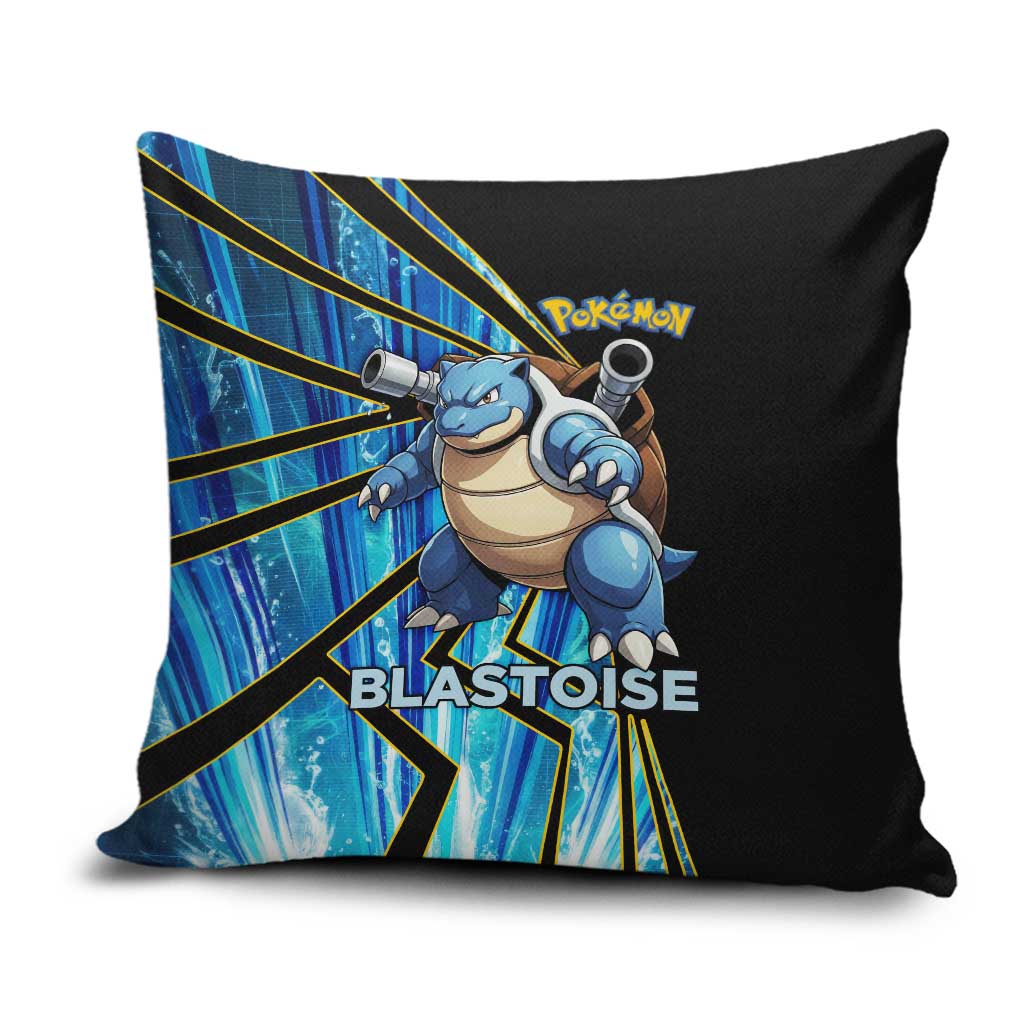 Blastoise Poké Pillow Cover Aqua Burst Comic Style