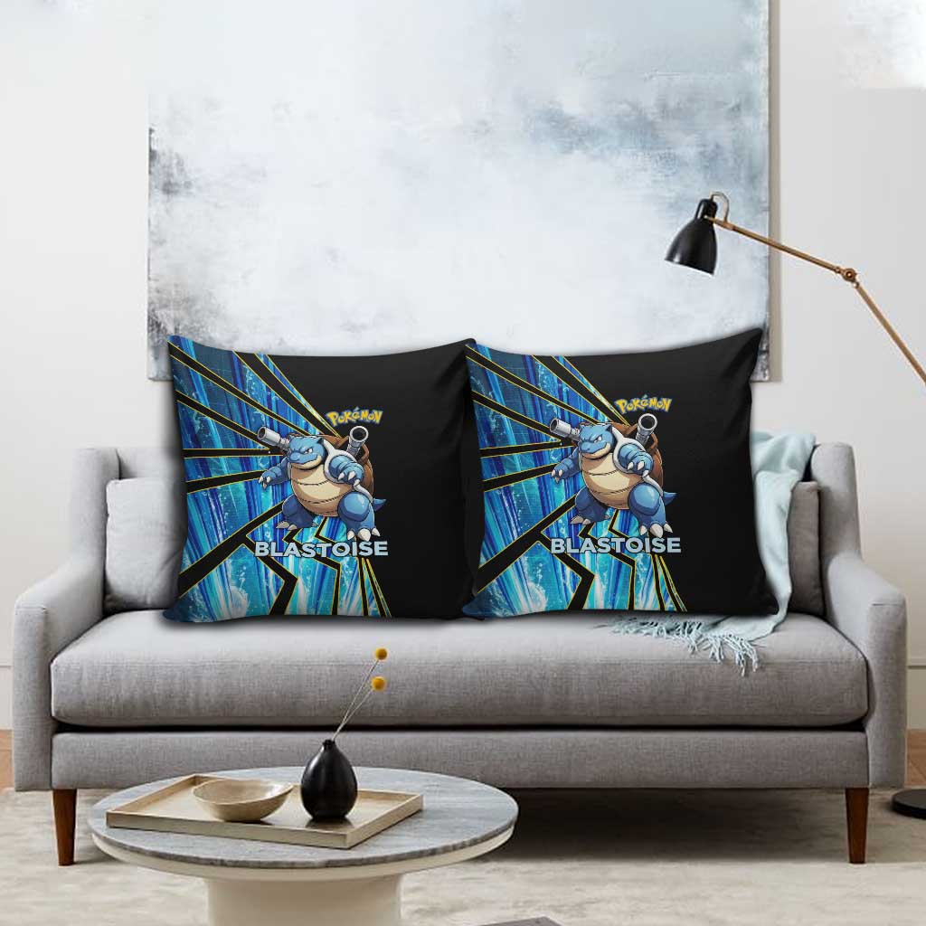 Blastoise Poké Pillow Cover Aqua Burst Comic Style
