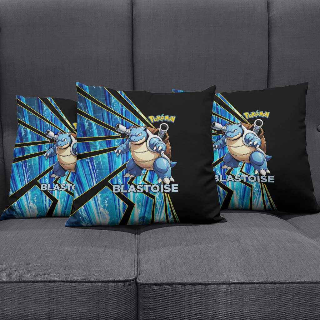 Blastoise Poké Pillow Cover Aqua Burst Comic Style