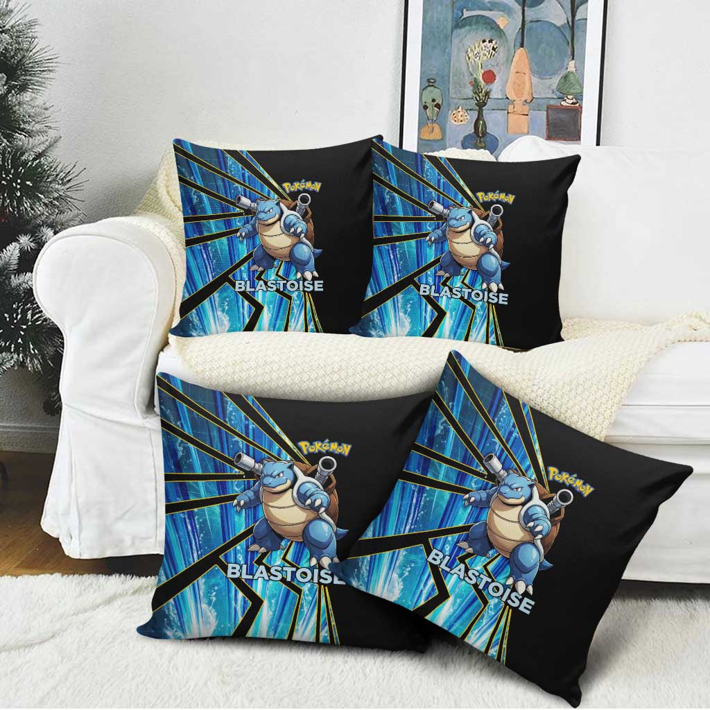 Blastoise Poké Pillow Cover Aqua Burst Comic Style