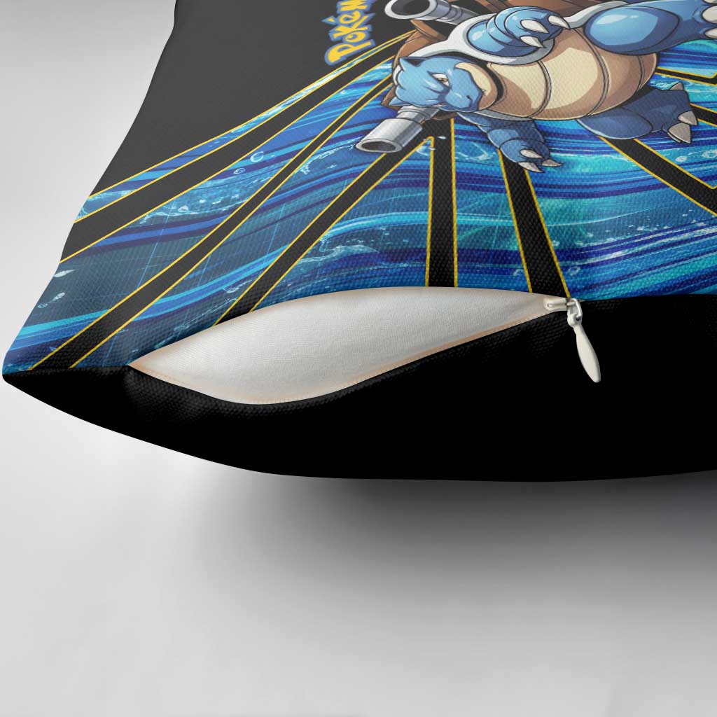 Blastoise Poké Pillow Cover Aqua Burst Comic Style