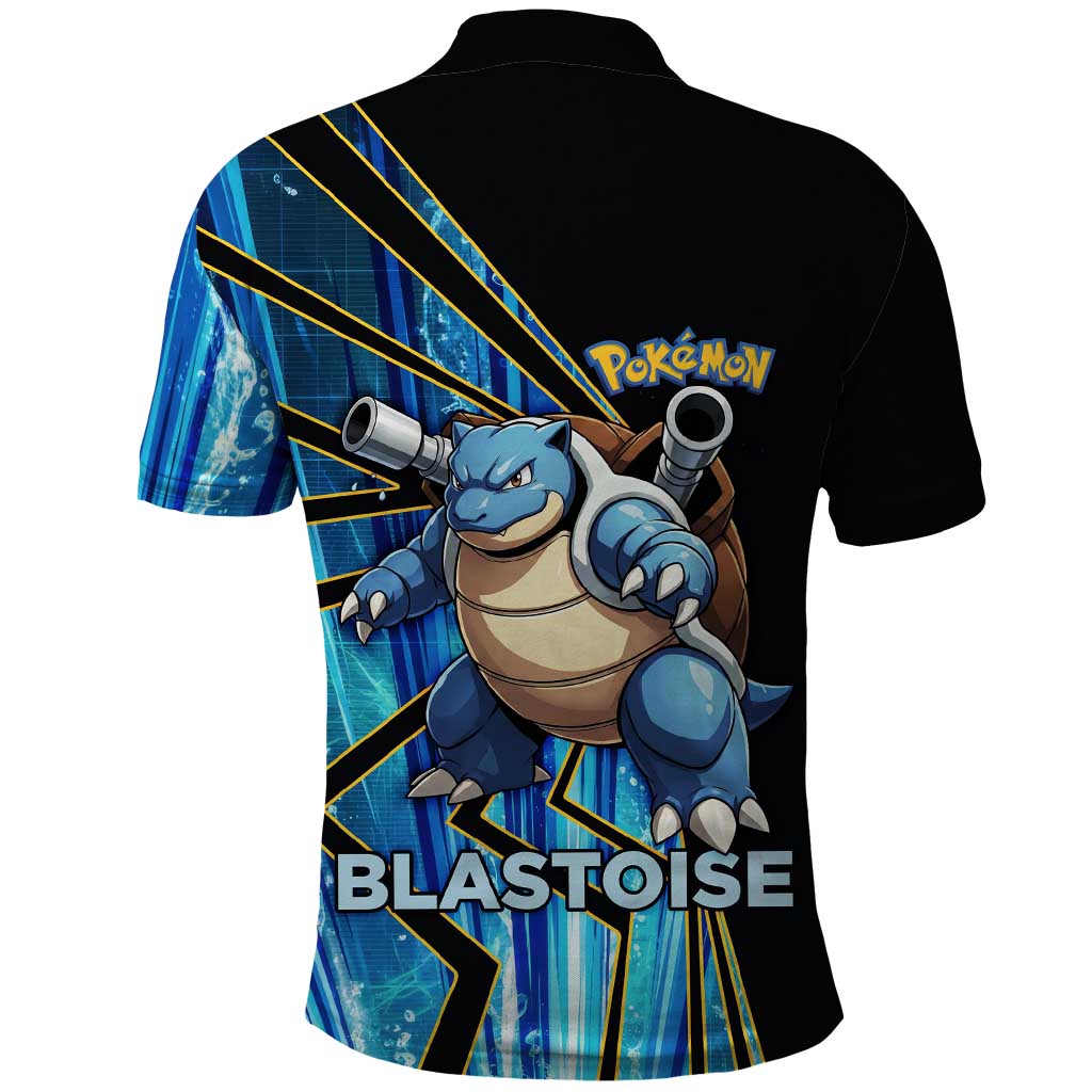 Blastoise Poké Polo Shirt Aqua Burst Comic Style