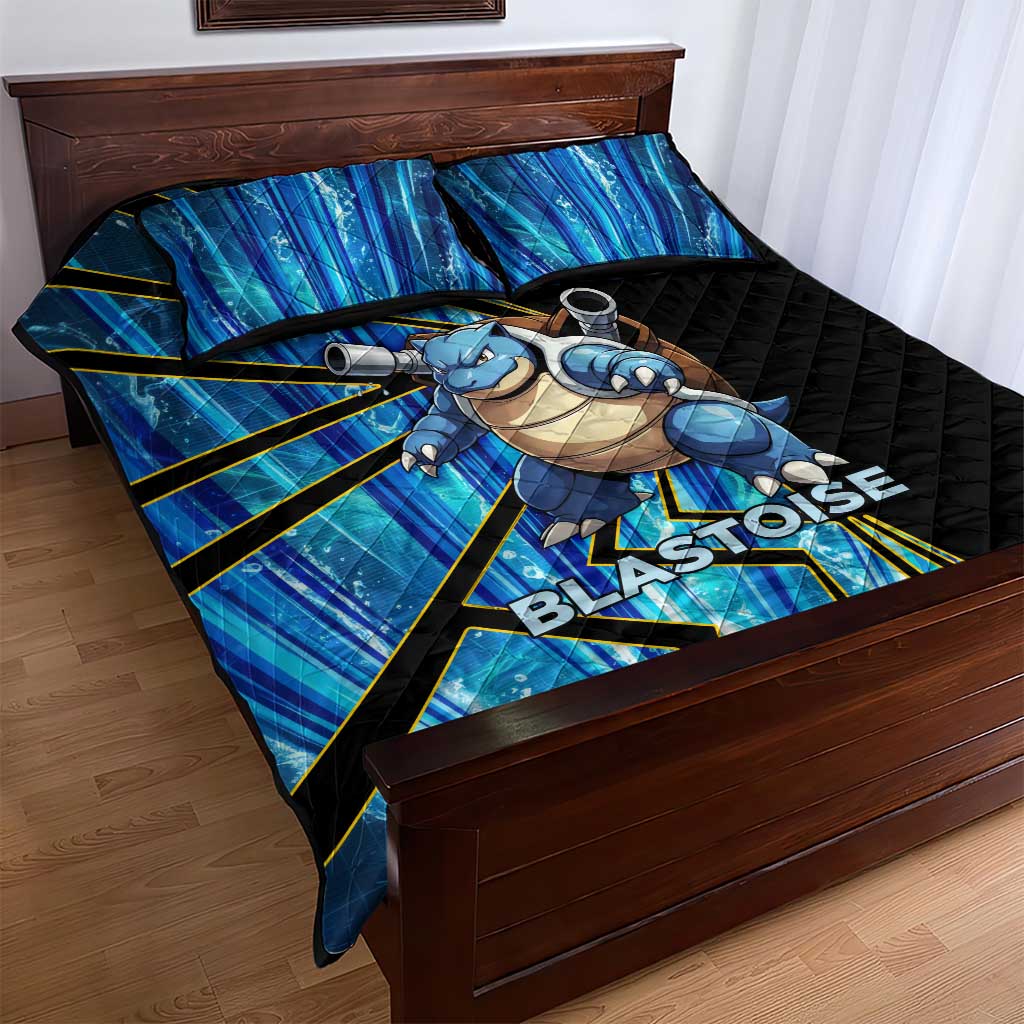 Blastoise Poké Quilt Bed Set Aqua Burst Comic Style