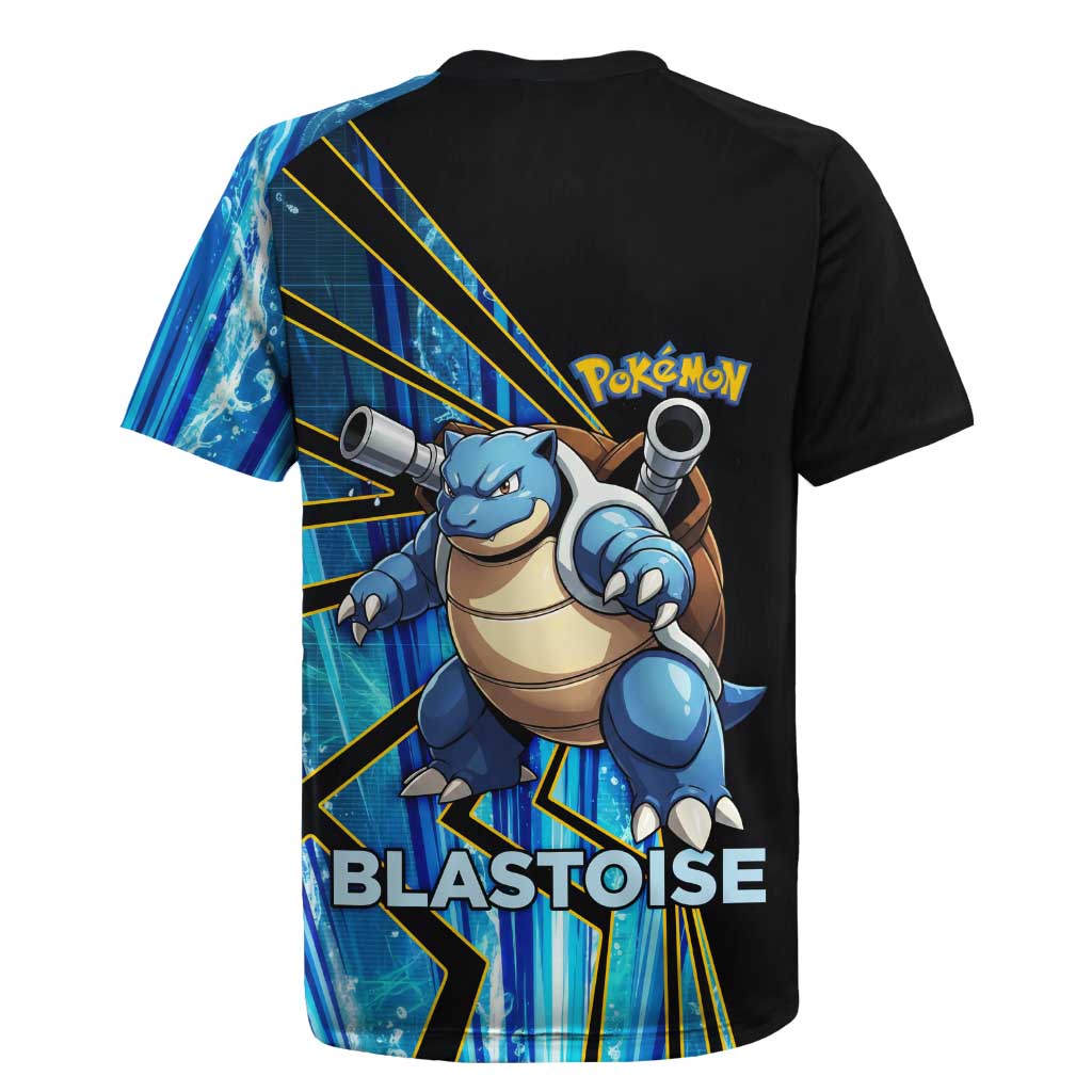 Blastoise Poké Rugby Jersey Aqua Burst Comic Style