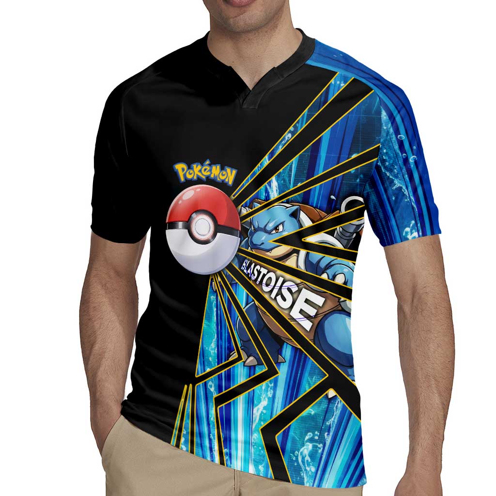 Blastoise Poké Rugby Jersey Aqua Burst Comic Style