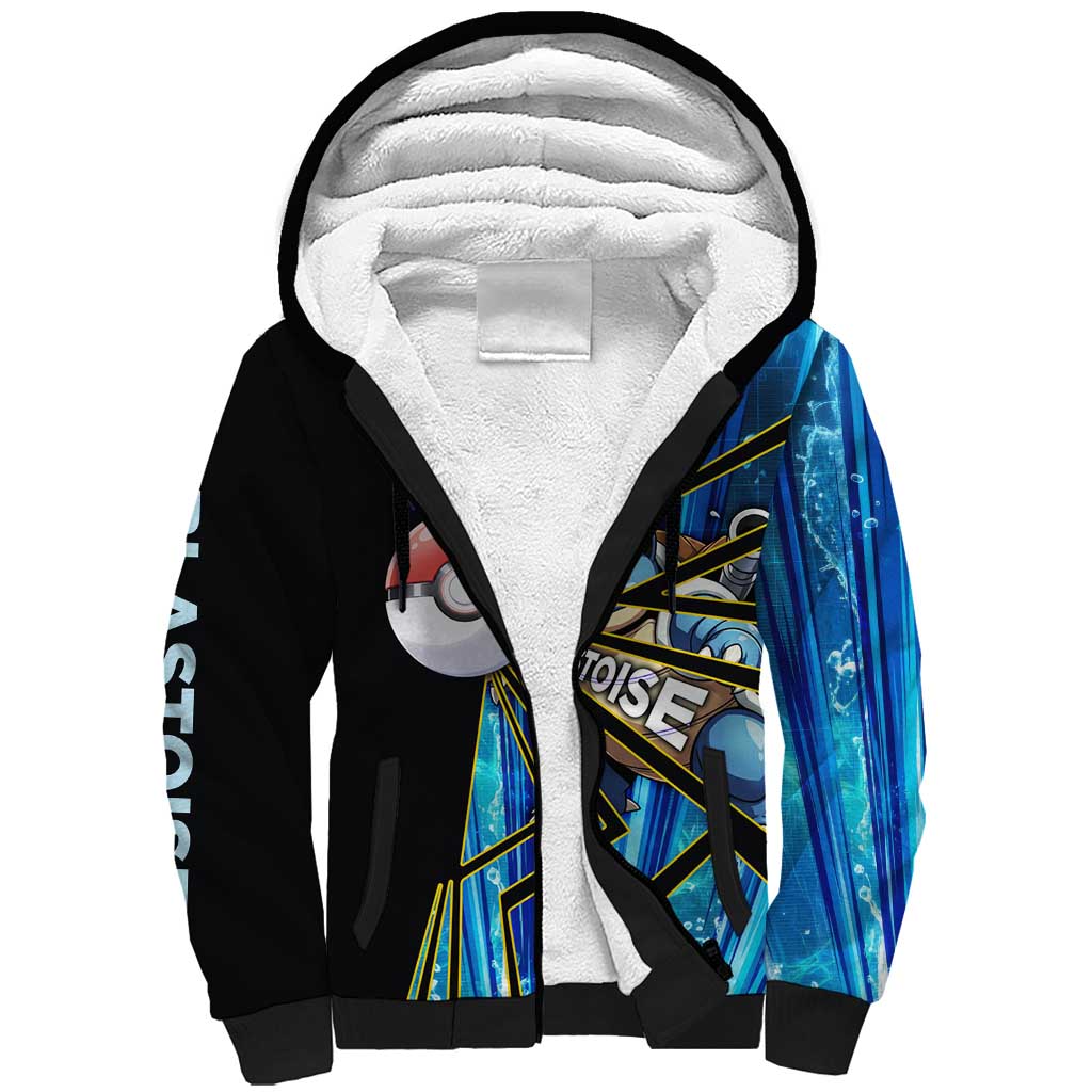 Blastoise Poké Sherpa Hoodie Aqua Burst Comic Style