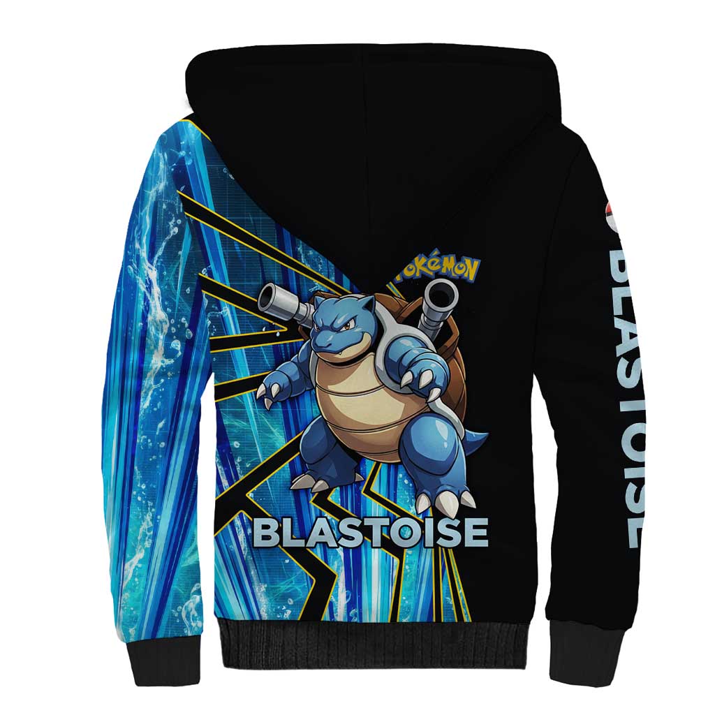 Blastoise Poké Sherpa Hoodie Aqua Burst Comic Style