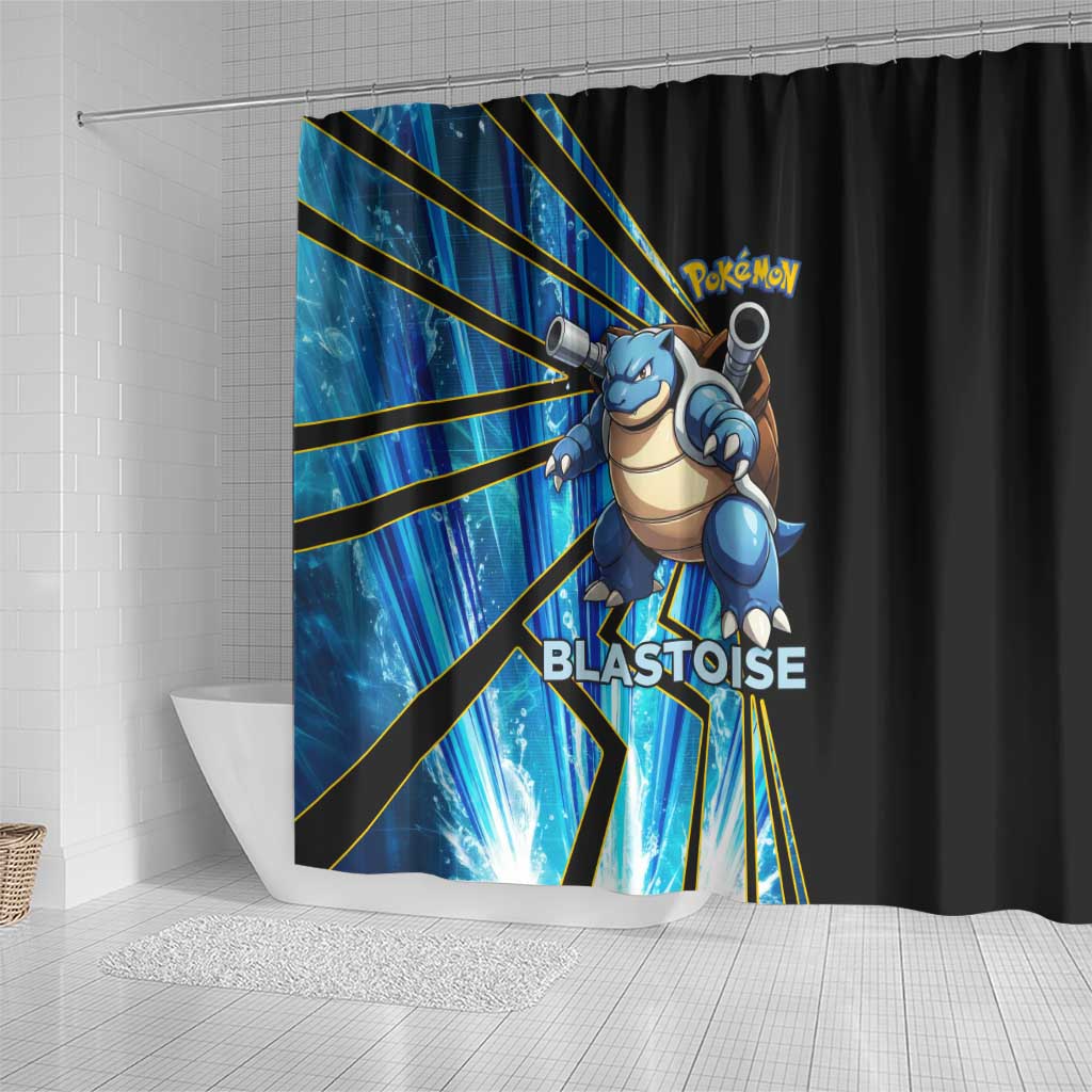 Blastoise Poké Shower Curtain Aqua Burst Comic Style