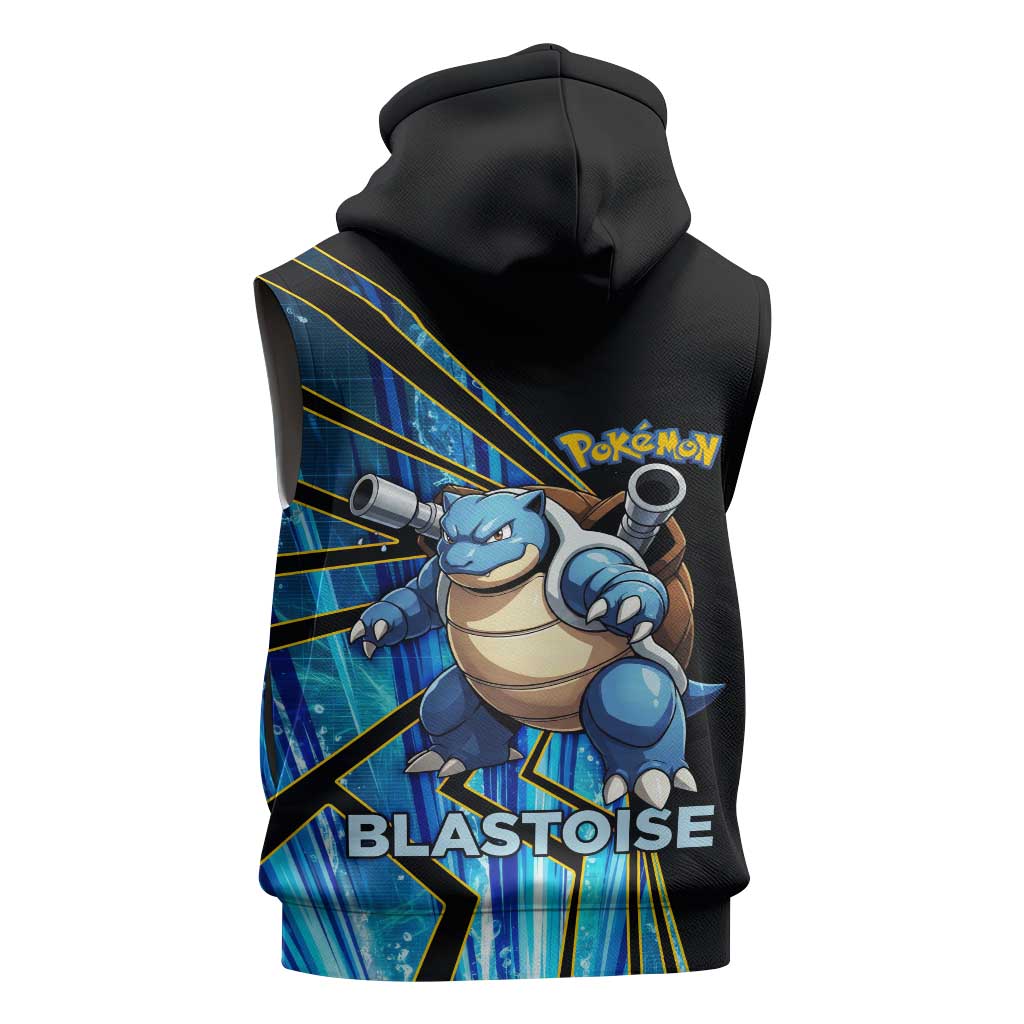 Blastoise Poké Sleeveless Hoodie Aqua Burst Comic Style