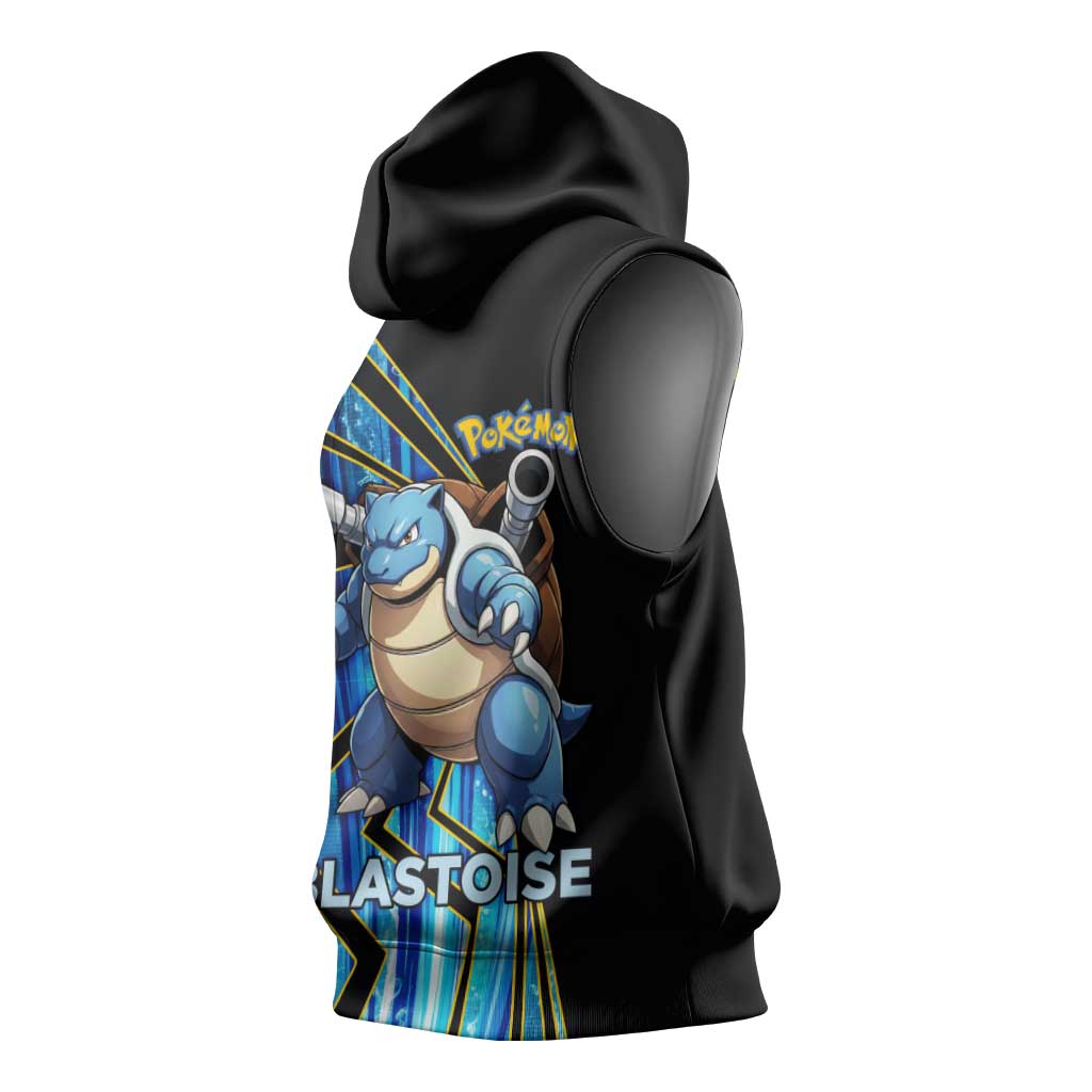 Blastoise Poké Sleeveless Hoodie Aqua Burst Comic Style