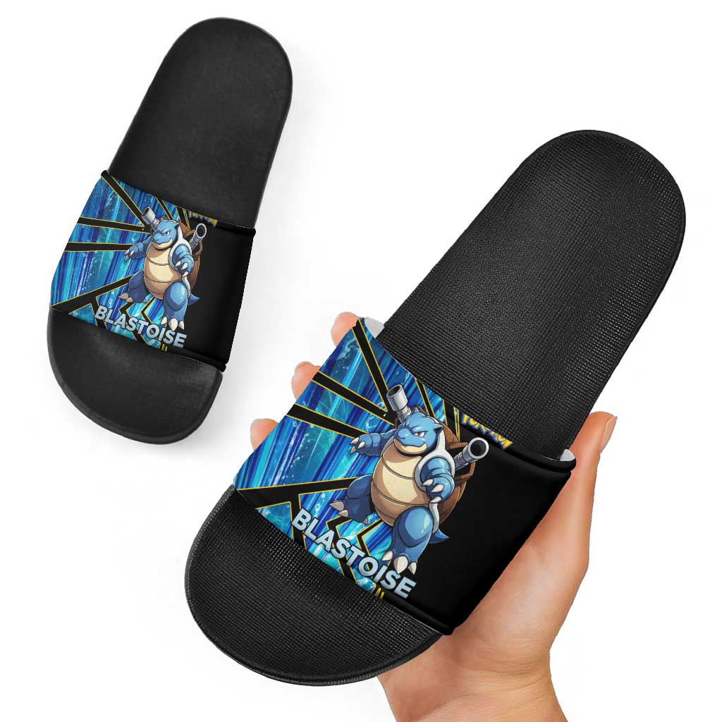 Blastoise Poké Slide Sandals Aqua Burst Comic Style
