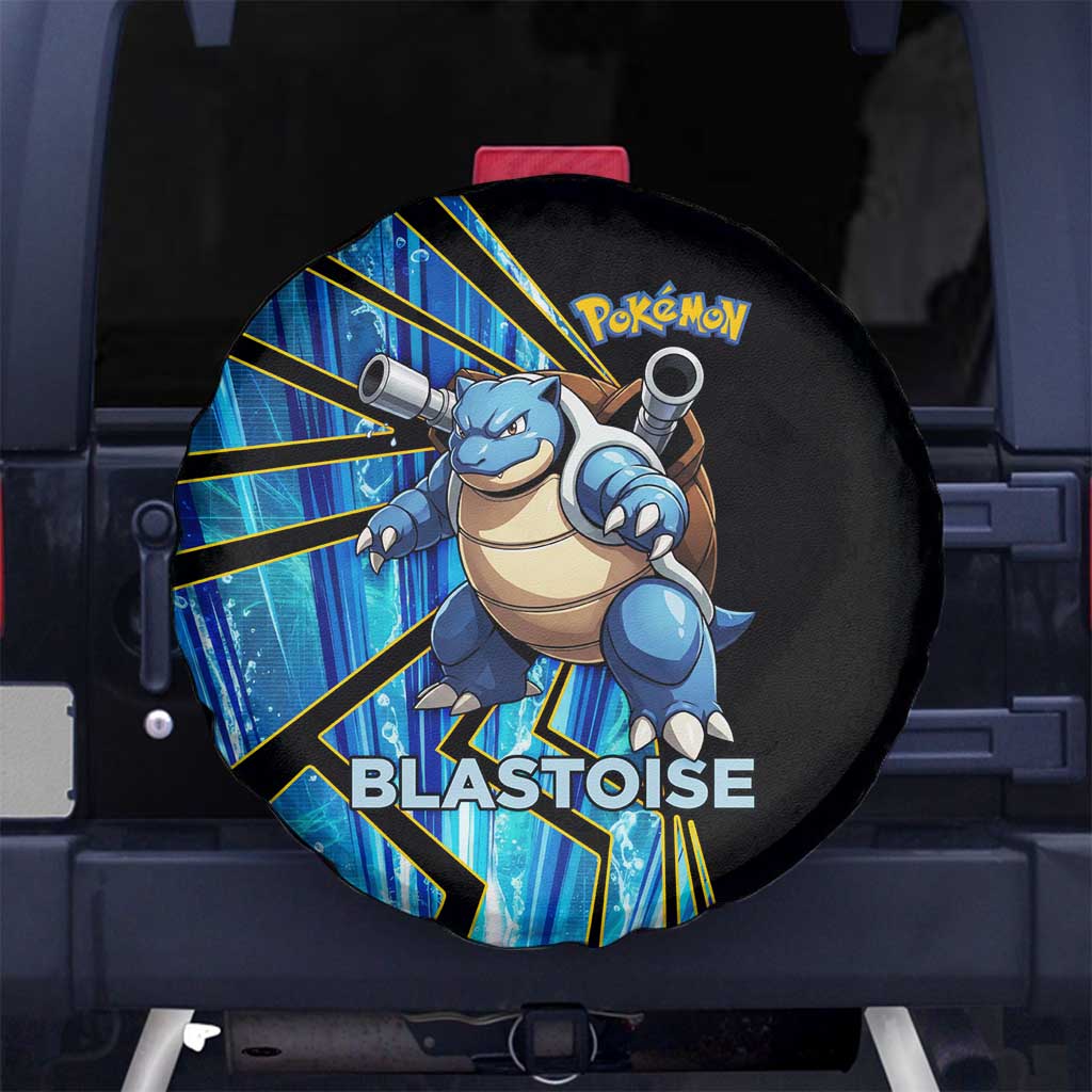 Blastoise Poké Spare Tire Cover Aqua Burst Comic Style