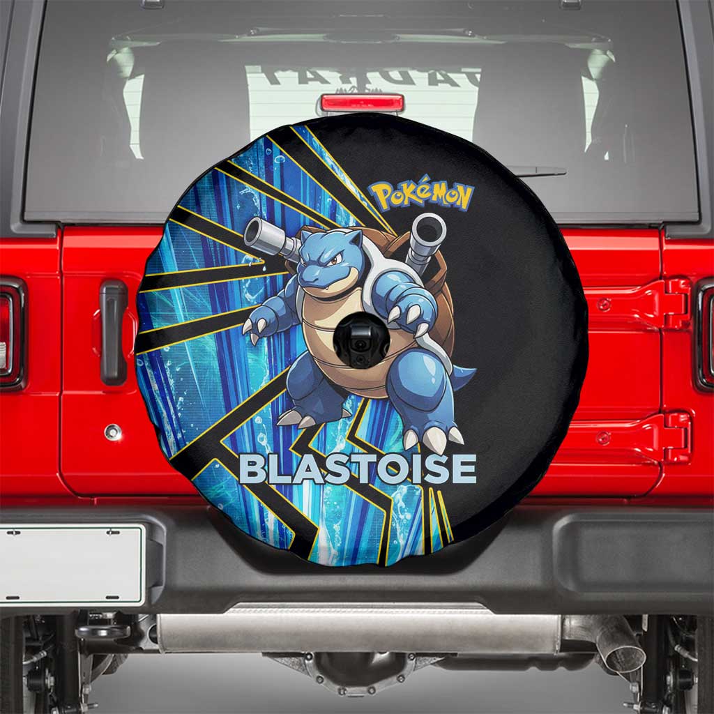 Blastoise Poké Spare Tire Cover Aqua Burst Comic Style