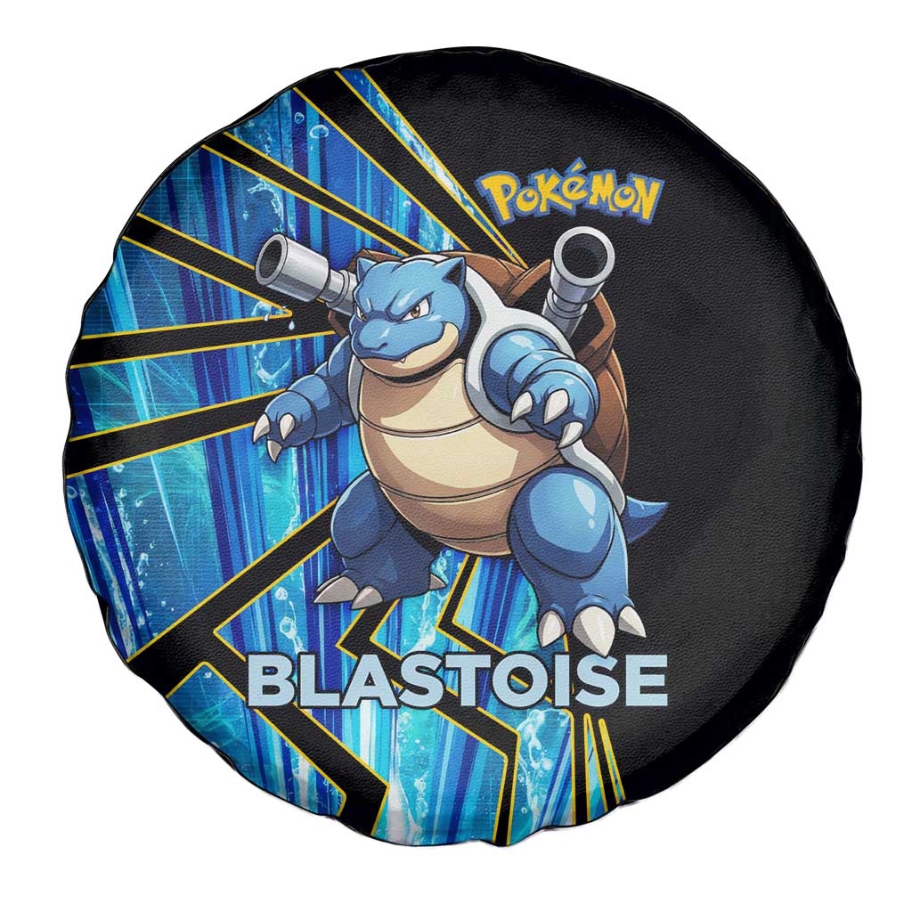 Blastoise Poké Spare Tire Cover Aqua Burst Comic Style