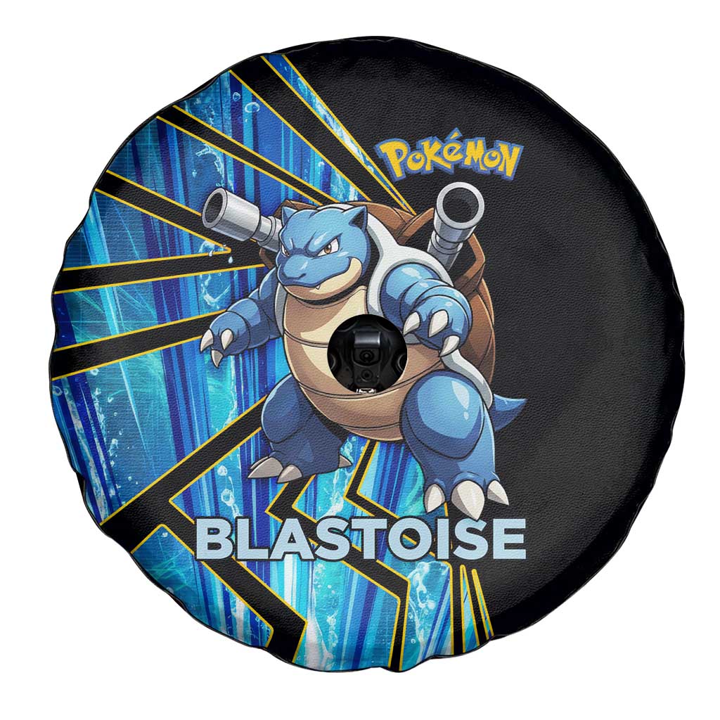 Blastoise Poké Spare Tire Cover Aqua Burst Comic Style