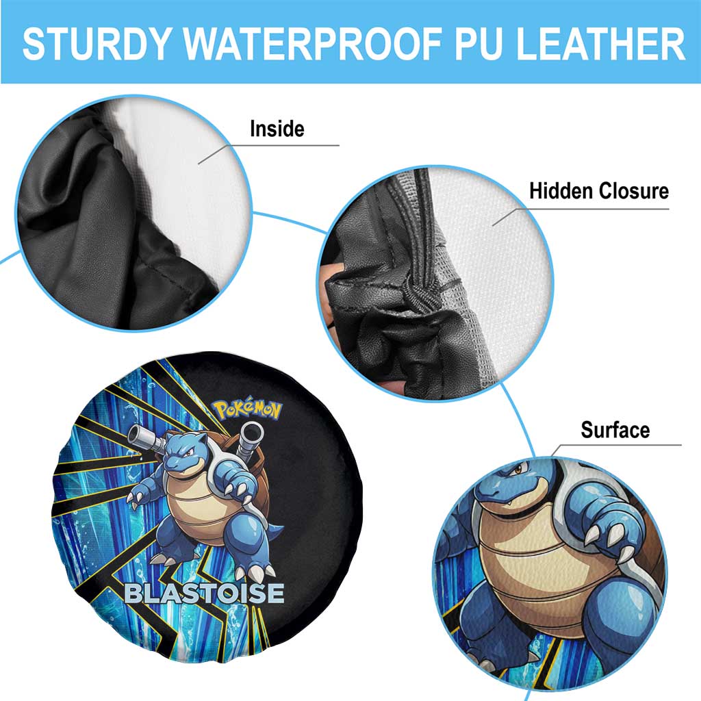 Blastoise Poké Spare Tire Cover Aqua Burst Comic Style