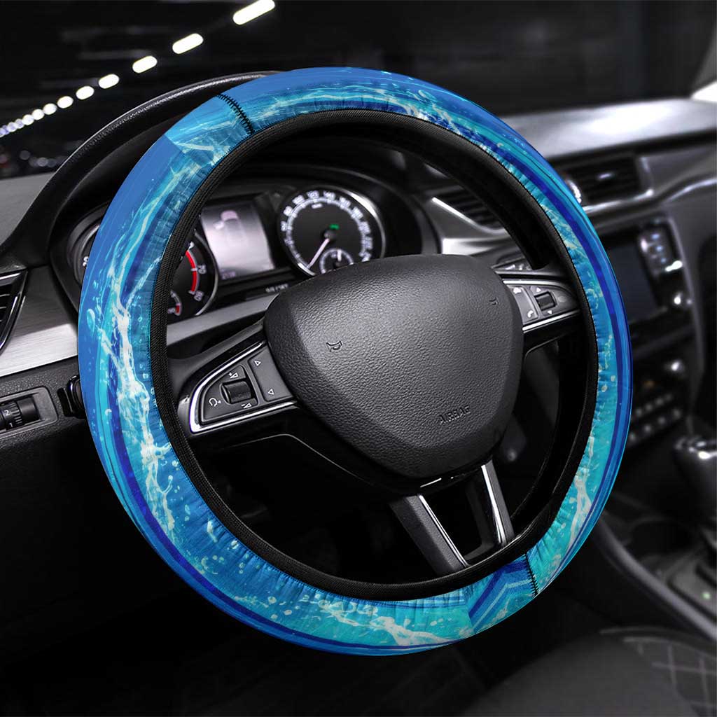 Blastoise Poké Steering Wheel Cover Aqua Burst Comic Style