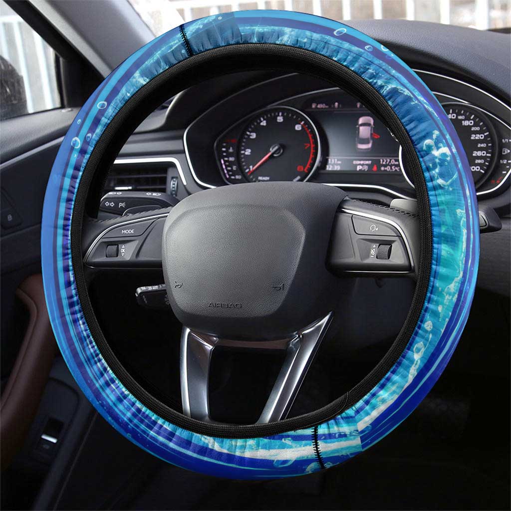 Blastoise Poké Steering Wheel Cover Aqua Burst Comic Style