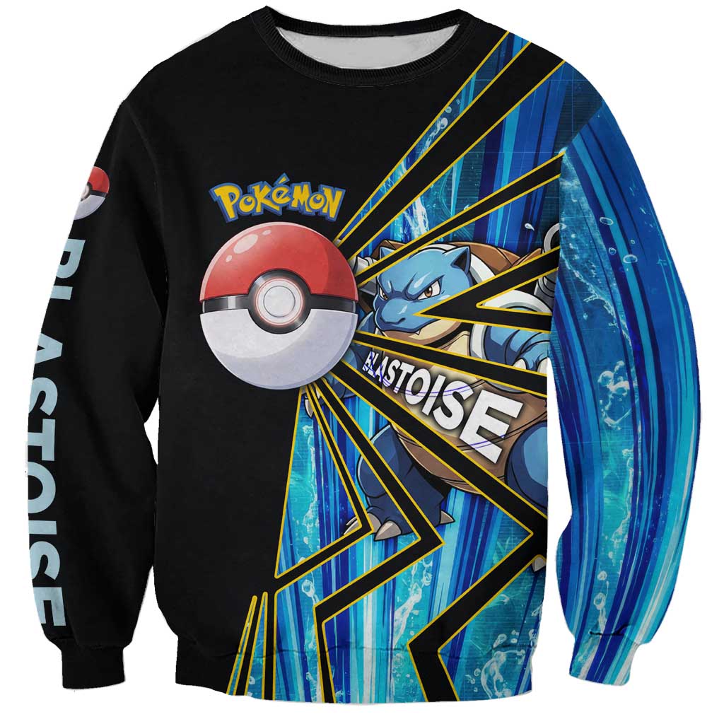 Blastoise Poké Sweatshirt Aqua Burst Comic Style