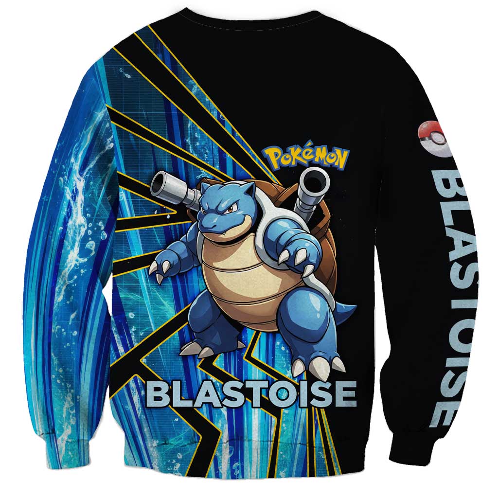 Blastoise Poké Sweatshirt Aqua Burst Comic Style