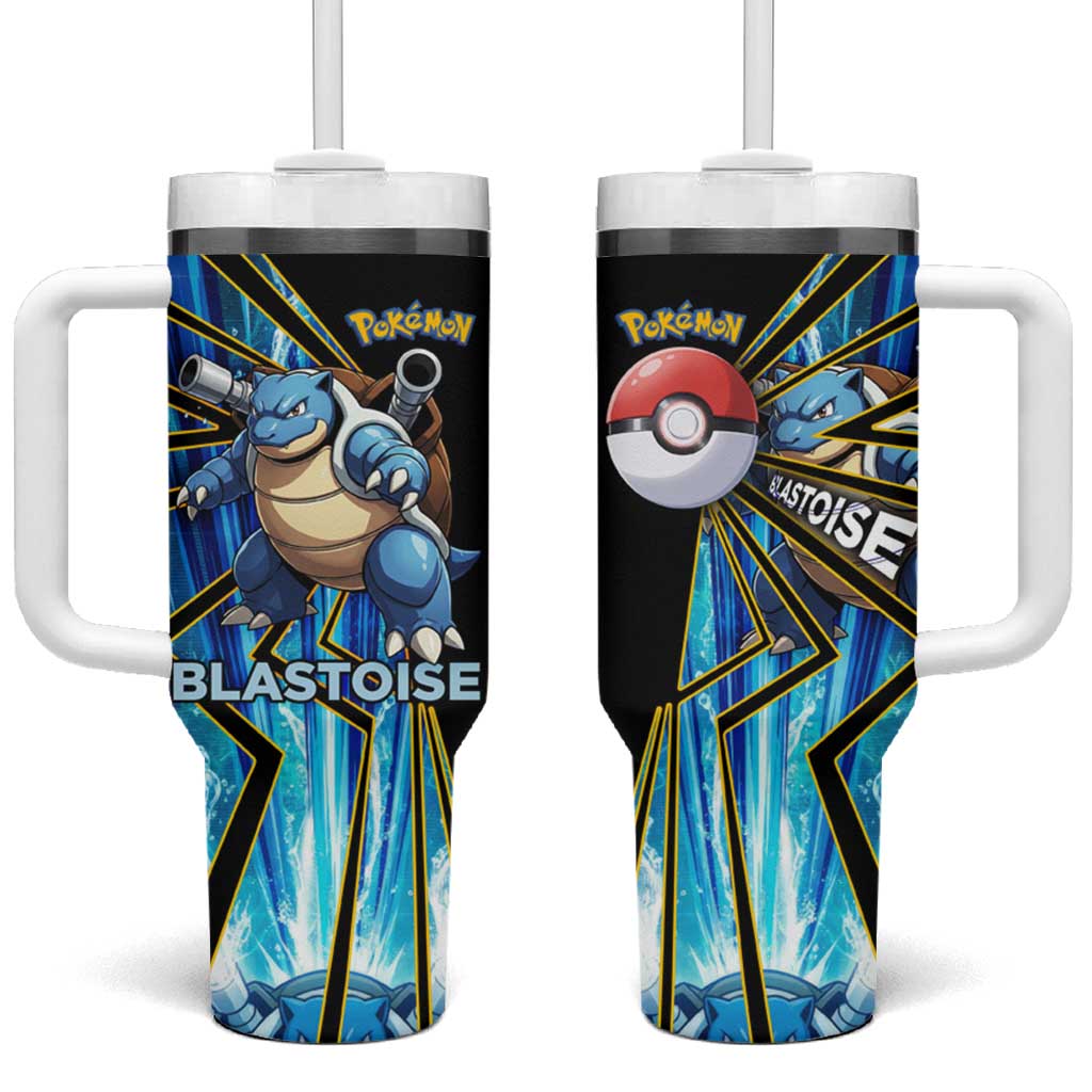 Blastoise Poké Tumbler With Handle Aqua Burst Comic Style