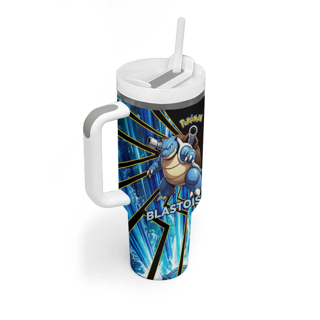 Blastoise Poké Tumbler With Handle Aqua Burst Comic Style