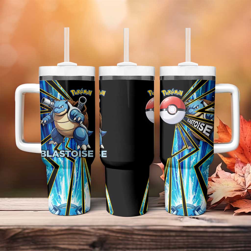 Blastoise Poké Tumbler With Handle Aqua Burst Comic Style