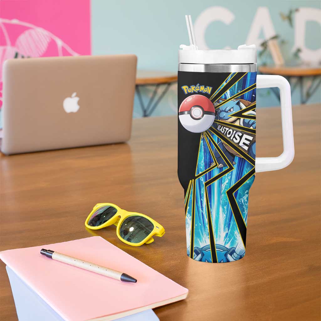 Blastoise Poké Tumbler With Handle Aqua Burst Comic Style