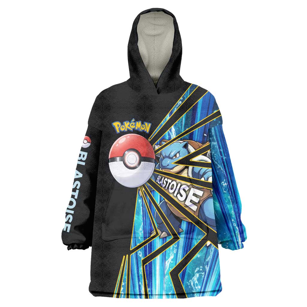 Blastoise Poké Wearable Blanket Hoodie Aqua Burst Comic Style