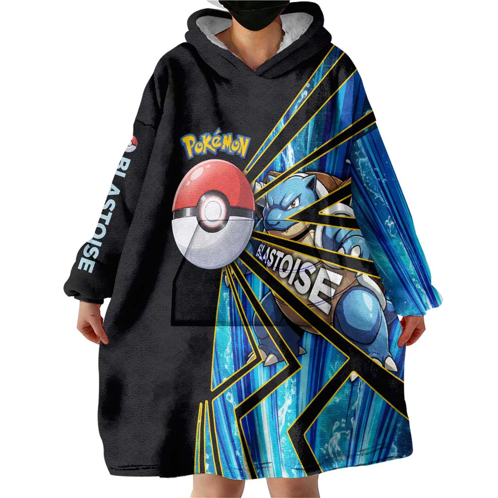 Blastoise Poké Wearable Blanket Hoodie Aqua Burst Comic Style