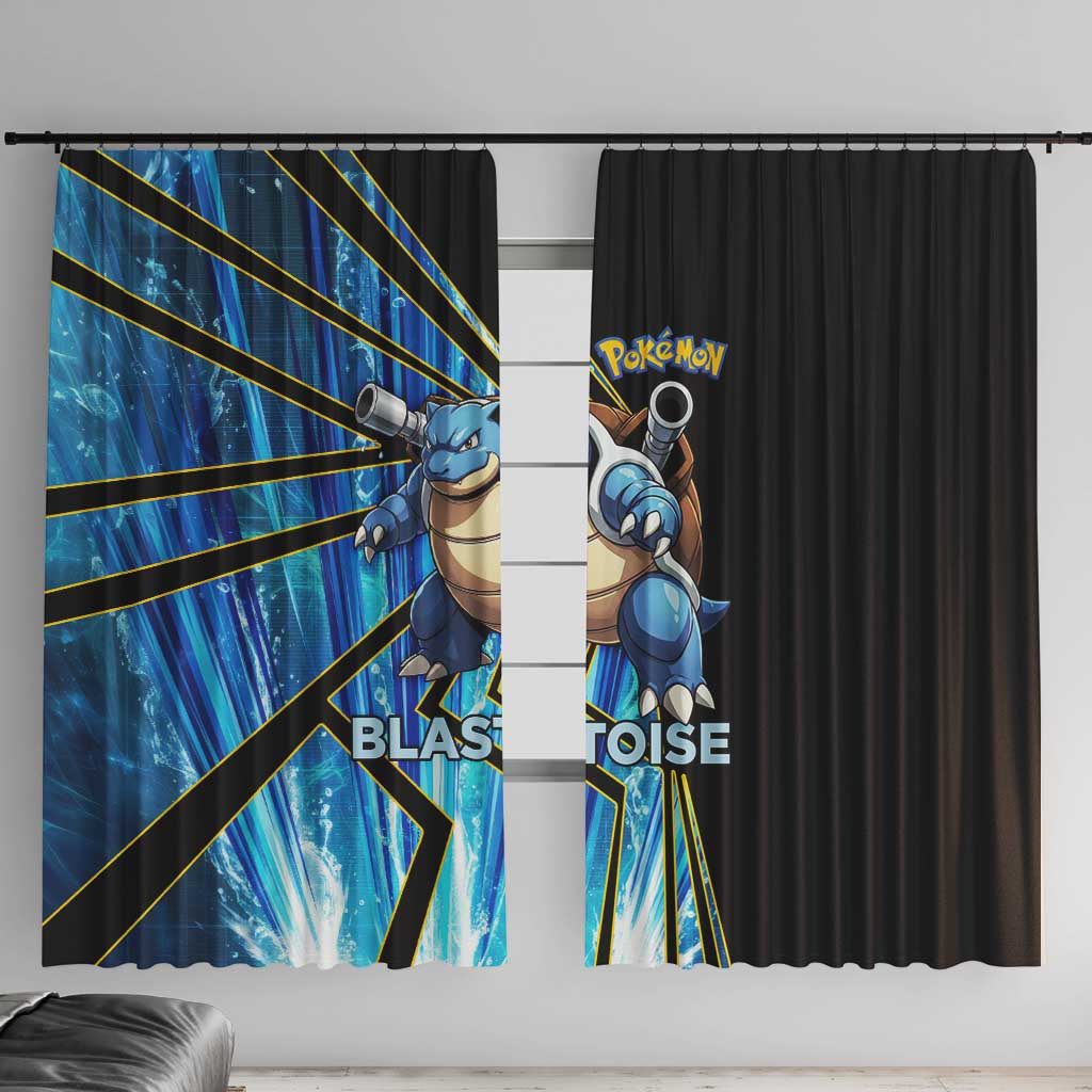 Blastoise Poké Window Curtain Aqua Burst Comic Style