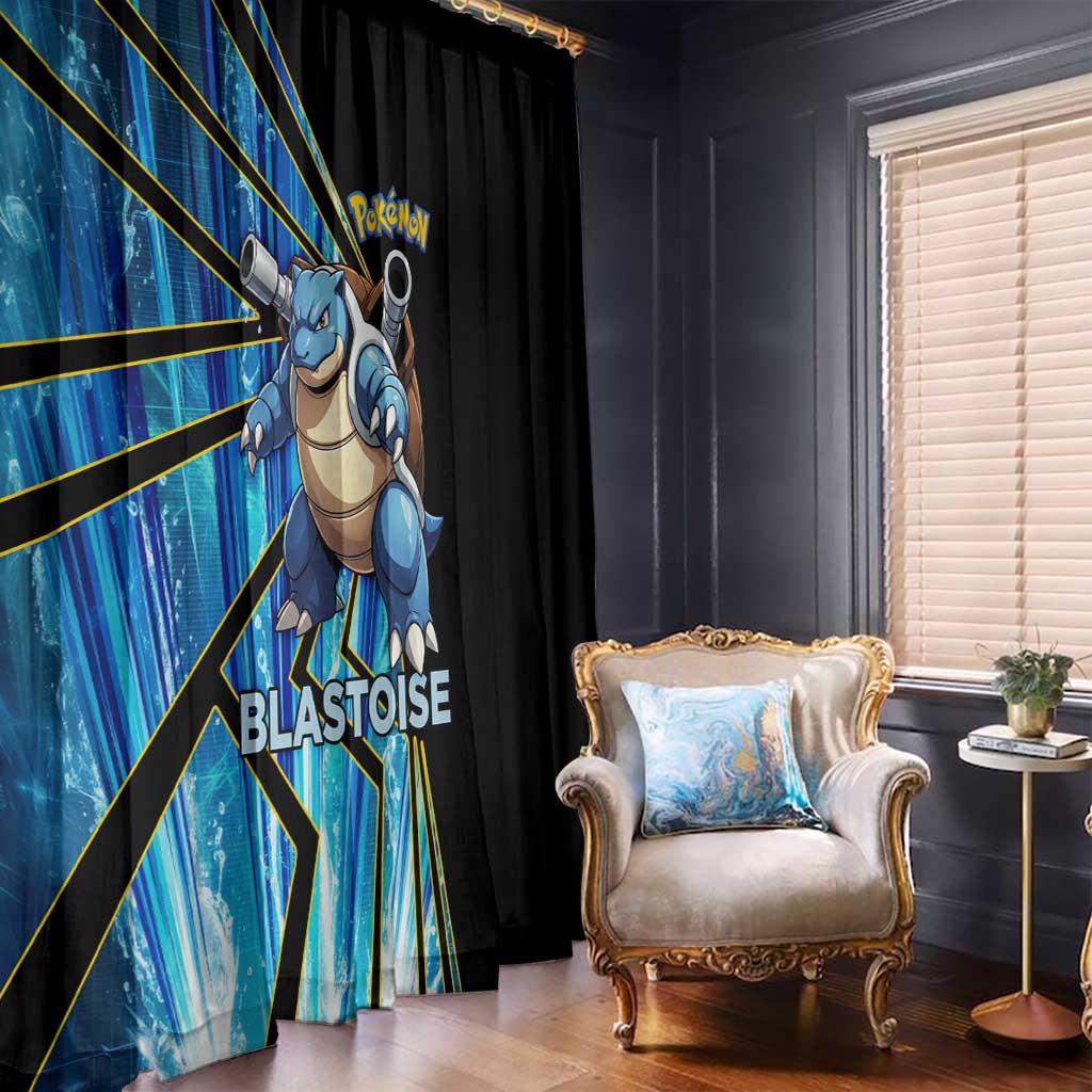 Blastoise Poké Window Curtain Aqua Burst Comic Style