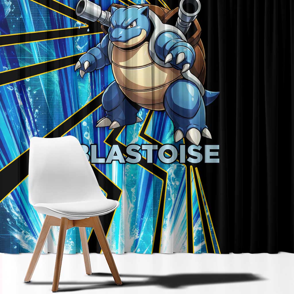 Blastoise Poké Window Curtain Aqua Burst Comic Style