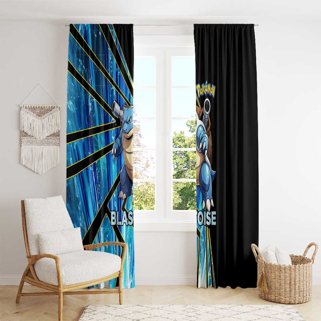 Blastoise Poké Window Curtain Aqua Burst Comic Style