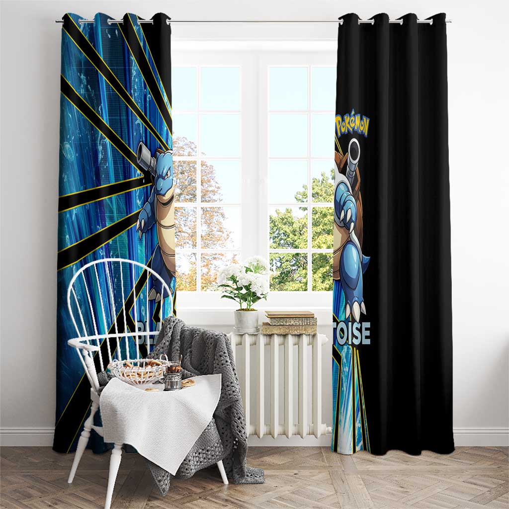 Blastoise Poké Window Curtain Aqua Burst Comic Style