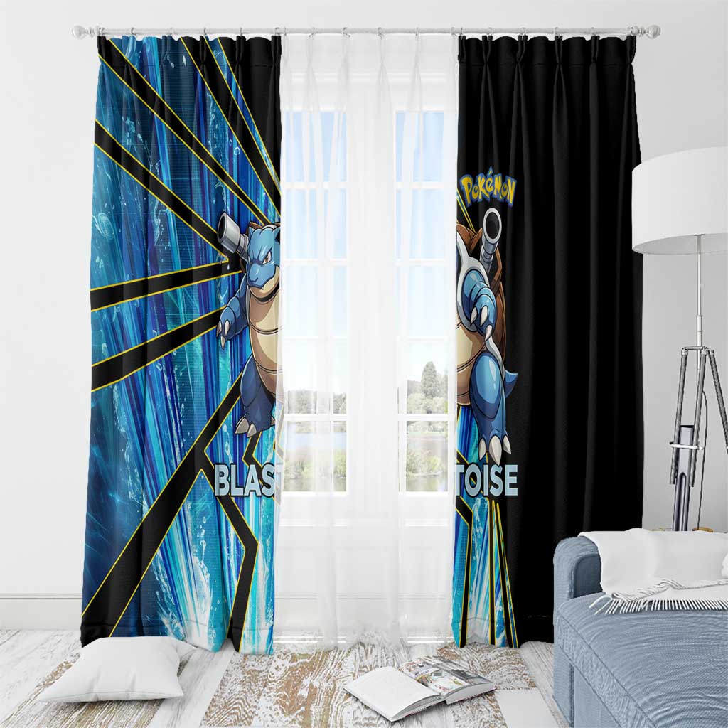 Blastoise Poké Window Curtain Aqua Burst Comic Style