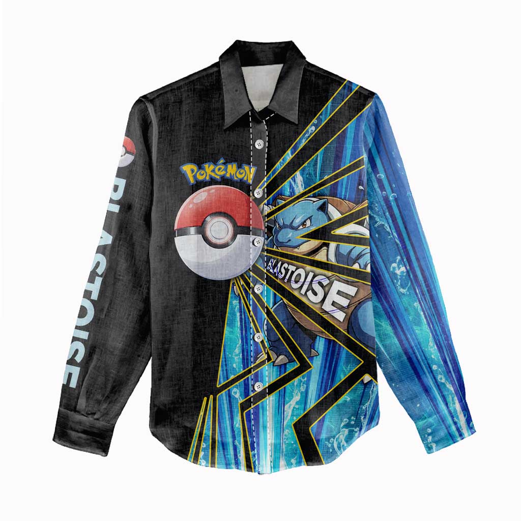 Blastoise Poké Women Casual Shirt Aqua Burst Comic Style