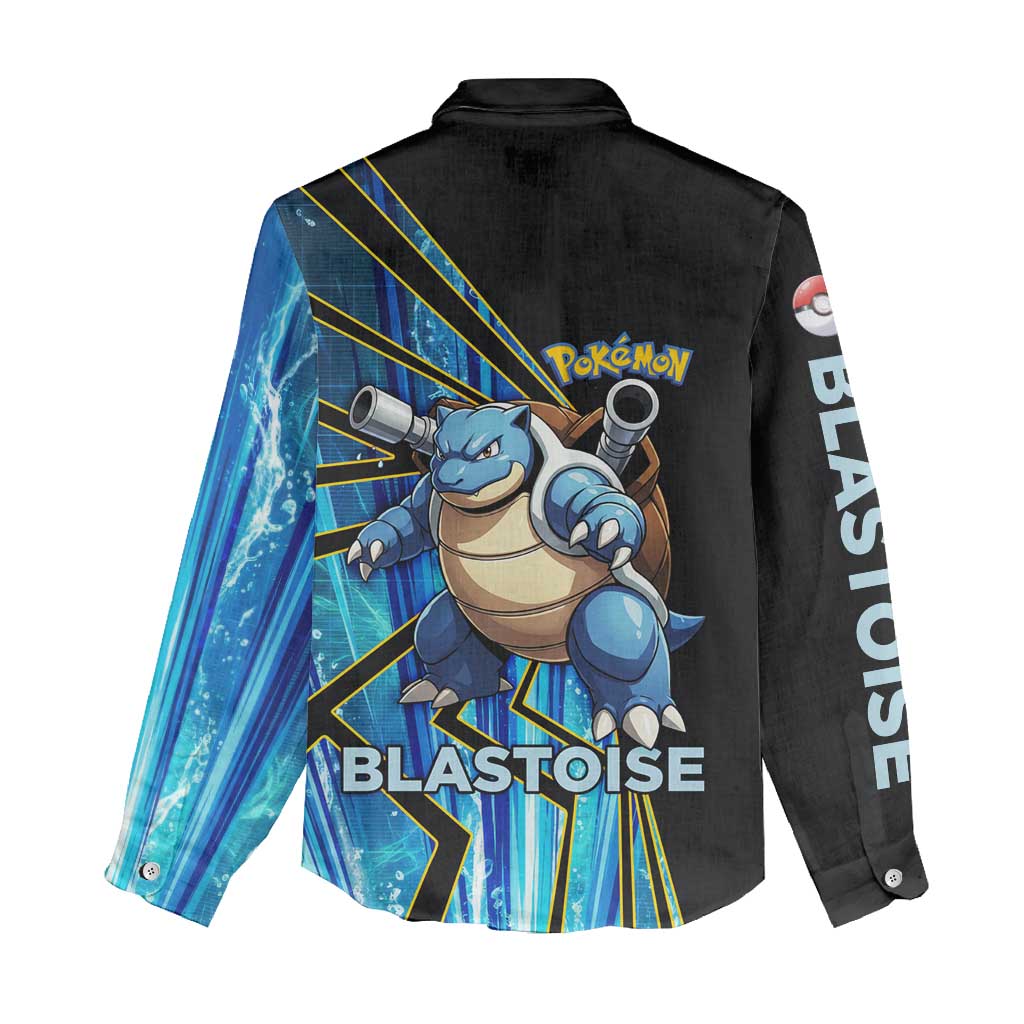 Blastoise Poké Women Casual Shirt Aqua Burst Comic Style