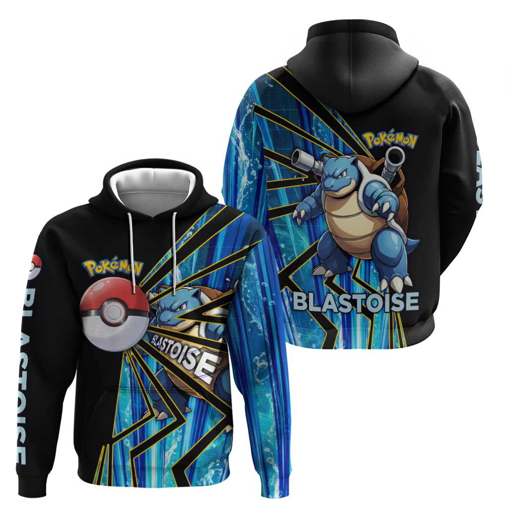 Blastoise Poké Zip Hoodie Aqua Burst Comic Style