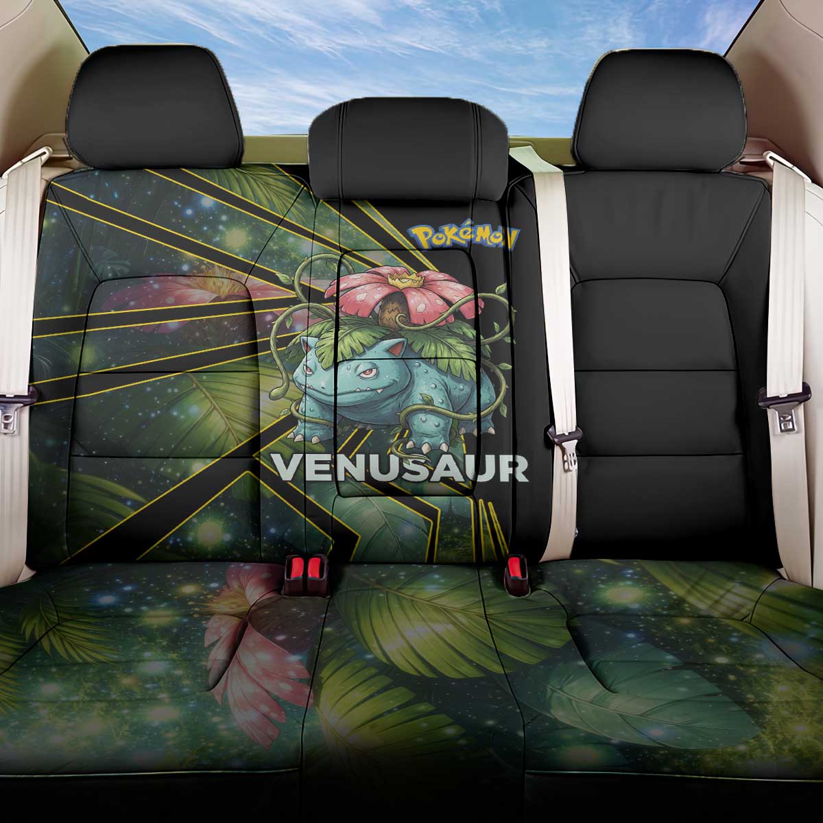 Venusaur Poké Back Car Seat Cover Jungle Flora Comic Style
