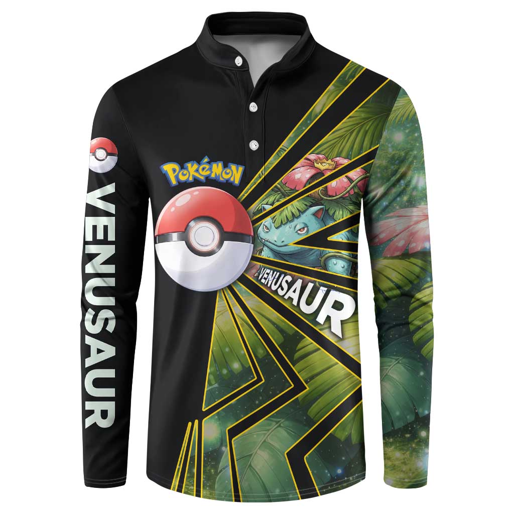 Venusaur Poké Button Sweatshirt Jungle Flora Comic Style